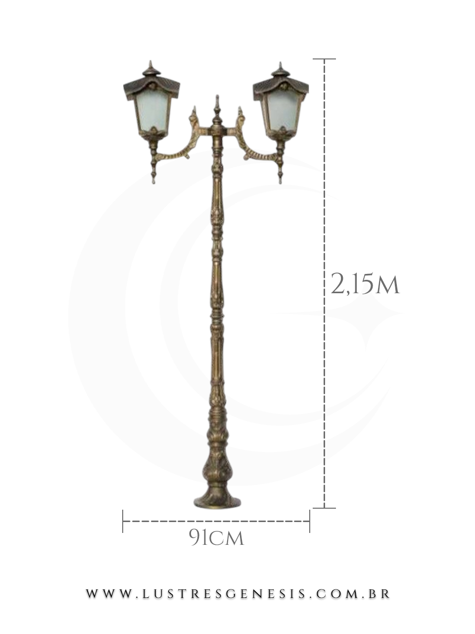 Poste de Iluminação externa Clássico Retro 2,15m estrutura robusta em alumínio fundido para jardim e fachada